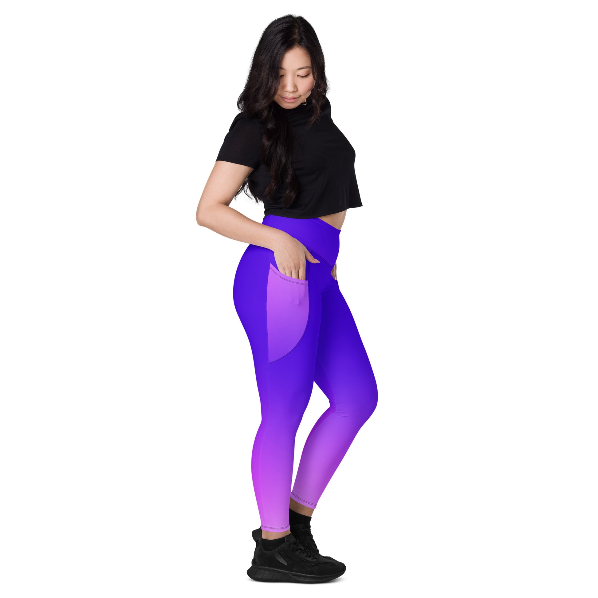 Royal Blue Gradient BeSculpt Women Leggings wPockets