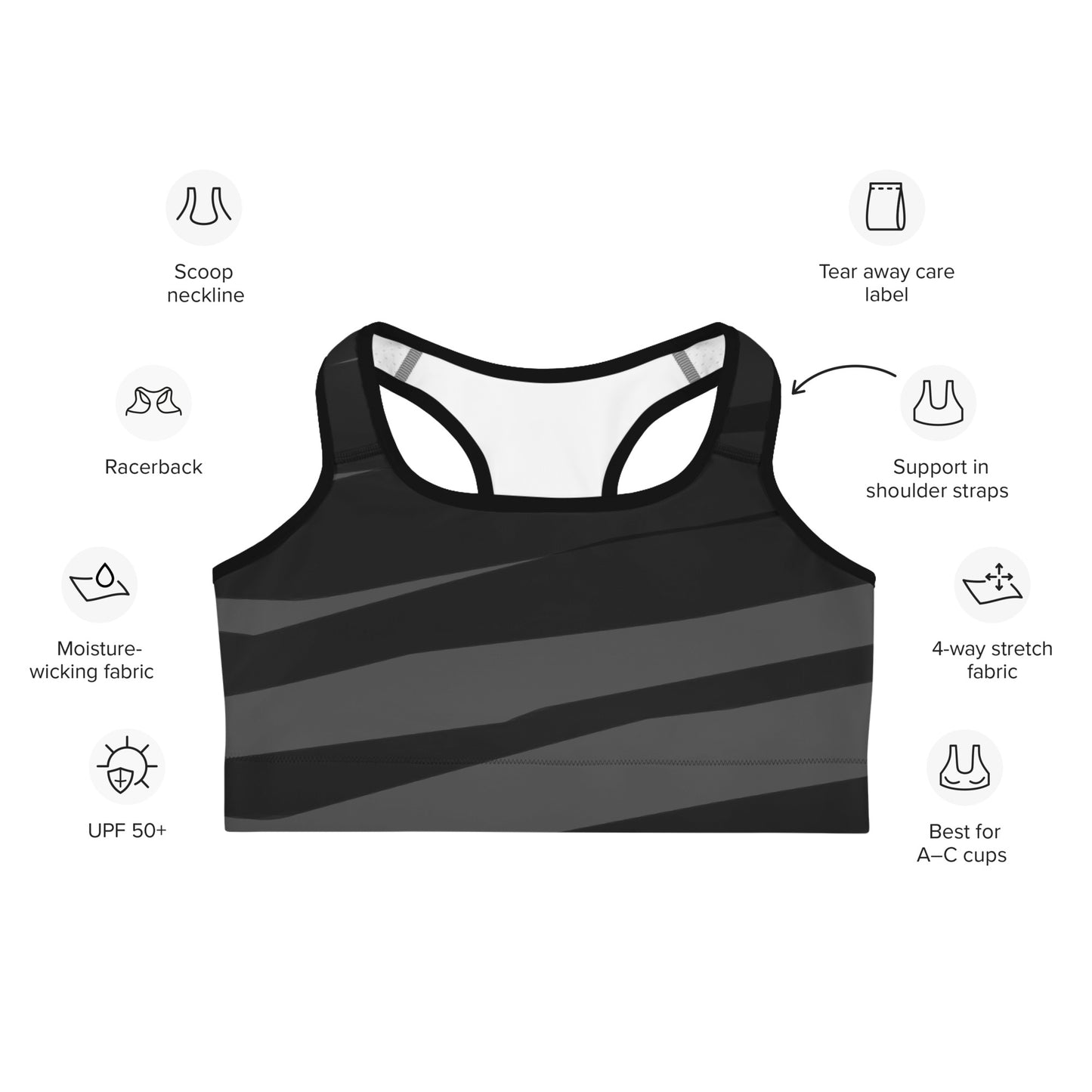 Introducing the Black H Stripes BeSculpt Women Sports Bra—a stylish and supportive essential for your active lifestyle!