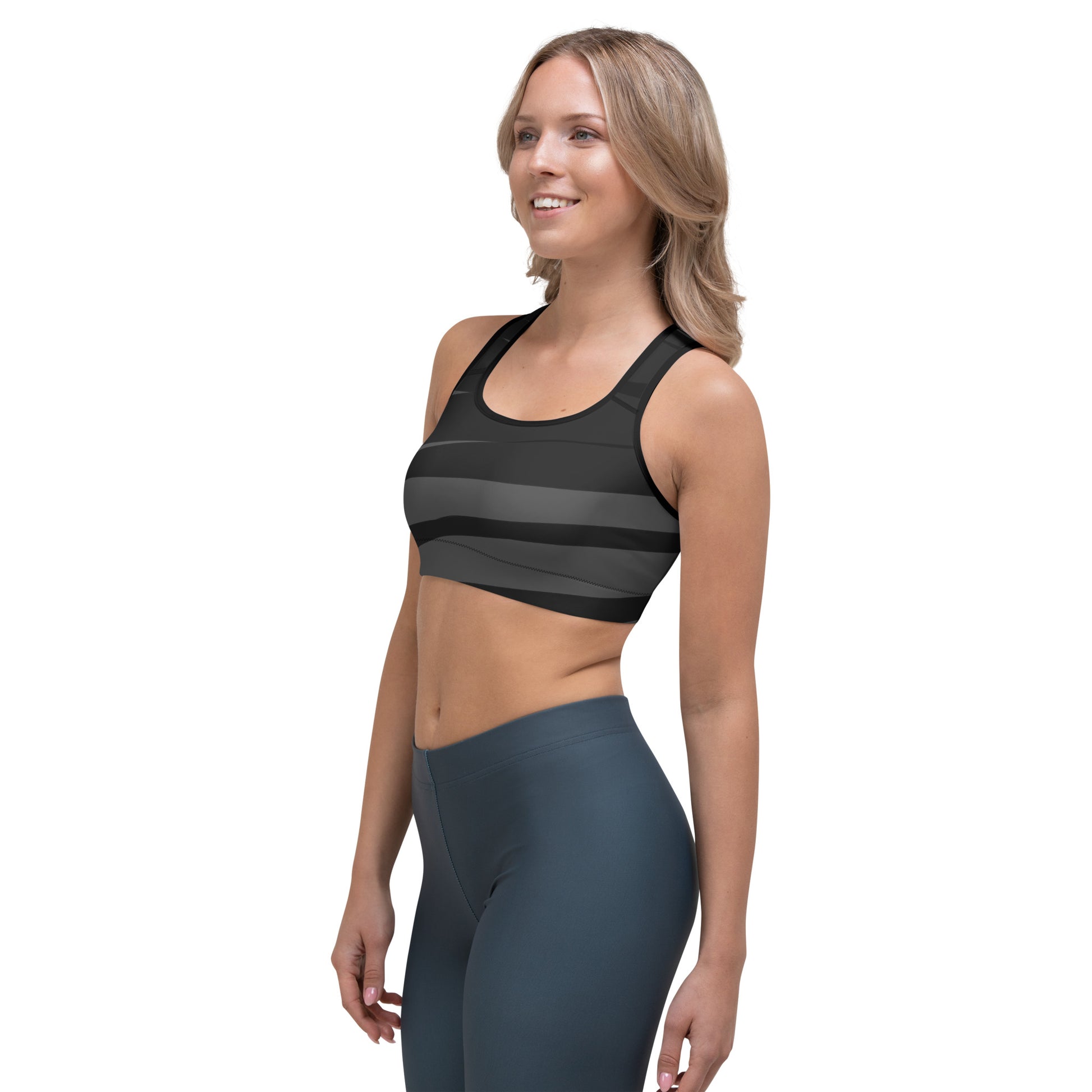 Introducing the Black H Stripes BeSculpt Women Sports Bra—a stylish and supportive essential for your active lifestyle!