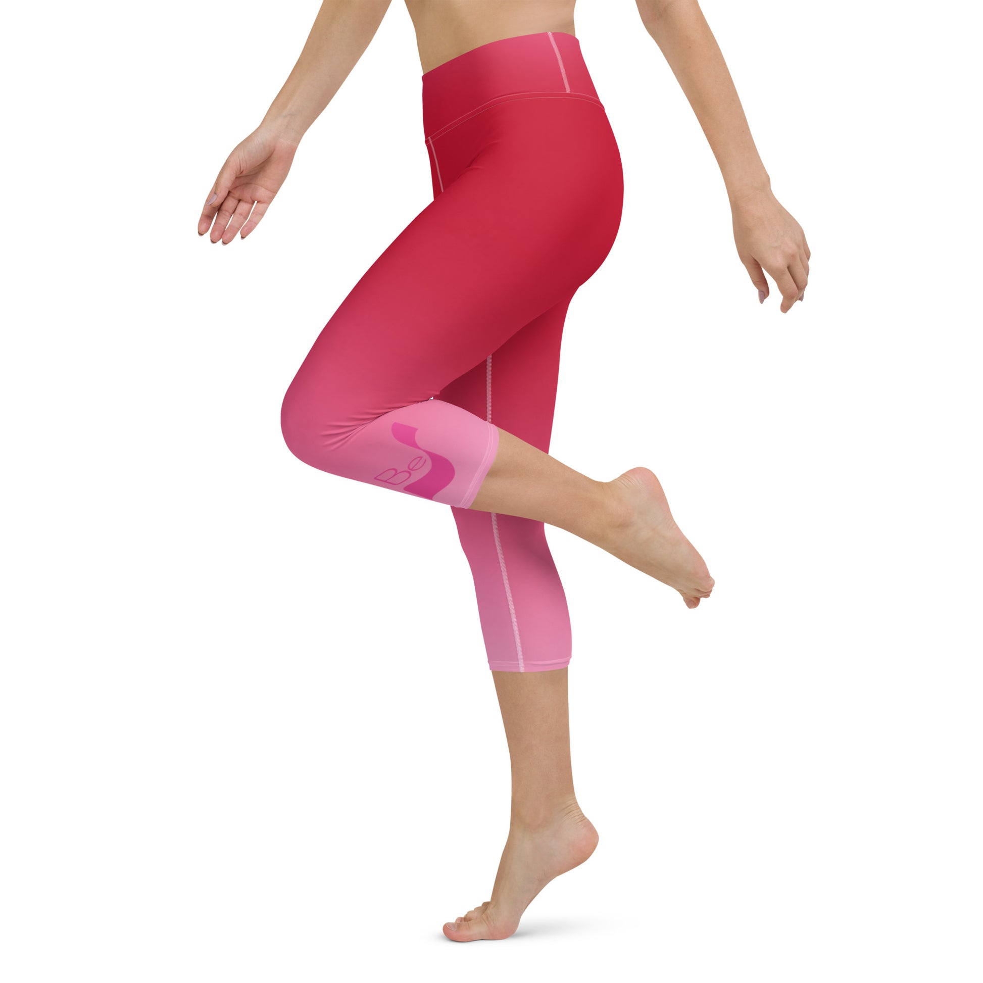 Red Gradient BeSculpt Women Yoga Capri Leggings