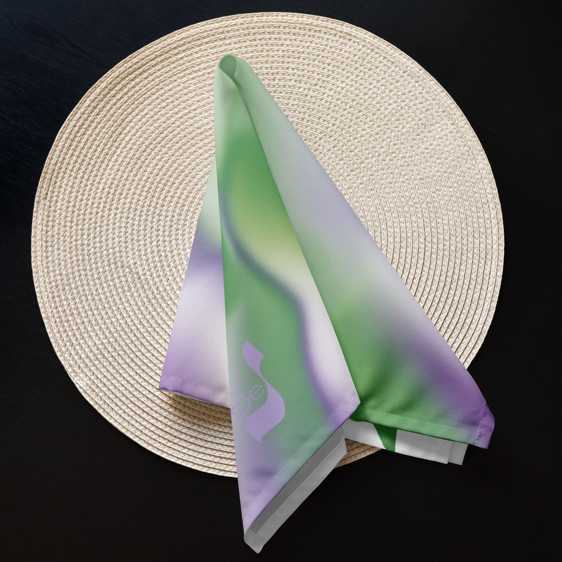 Ribbons Green BeSculpt Abstract Art Cloth Napkin Set of 4