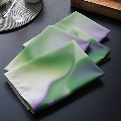 Ribbons Green BeSculpt Abstract Art Cloth Napkin Set of 4