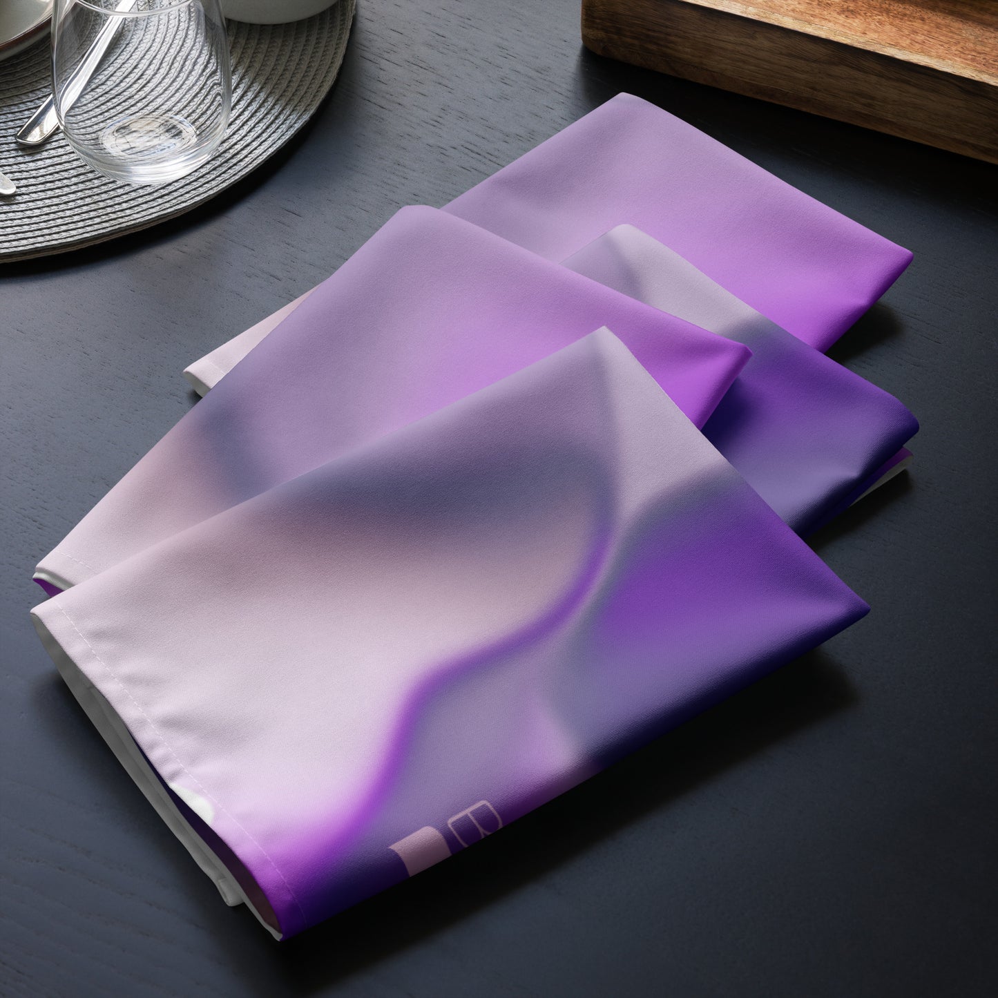 Ribbons Purple BeSculpt Abstract Art Cloth Napkin Set of 4