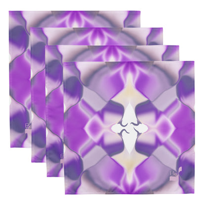 Ribbons Purple BeSculpt Kaleidoscope Cloth Napkin Set of 4
