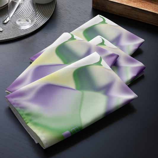Ribbons Green BeSculpt Abstract Art Kaleidoscope Cloth Napkin Set of 4