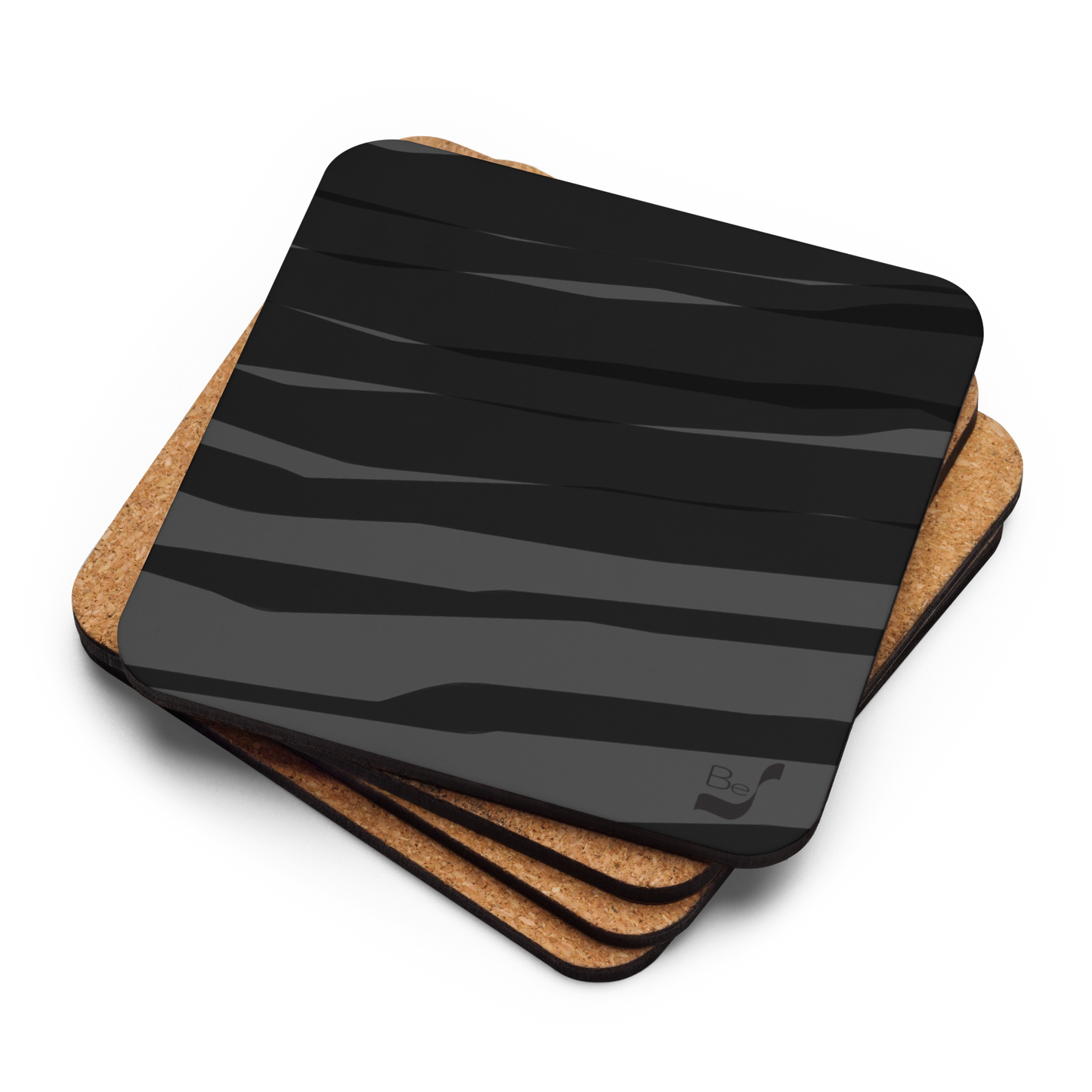 Black H Stripes BeSculpt Cork-back Coaster