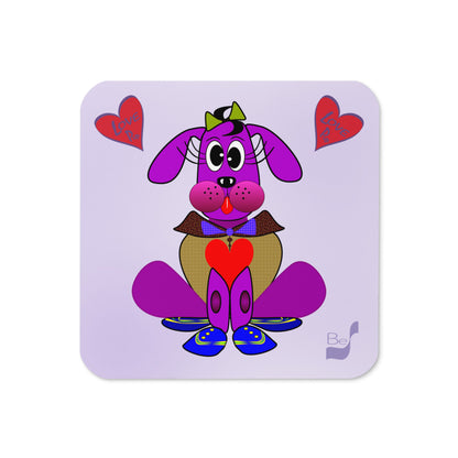 Love Pup 3 Violet BeSculpt Kids Cork-back Coaster