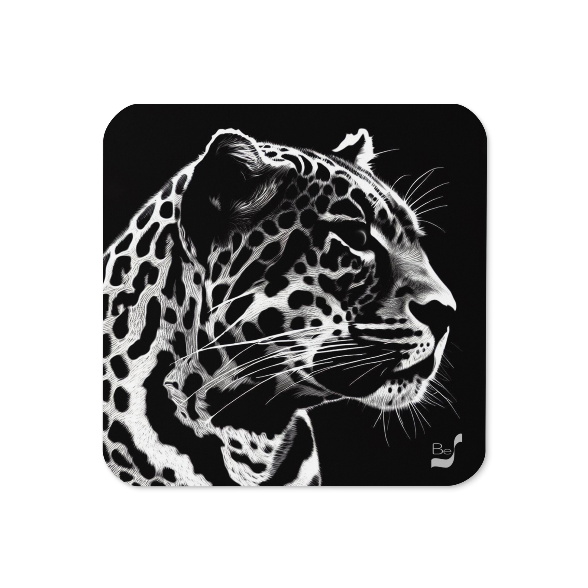 Black Leopard BeSculpt Art Cork-back Coaster 