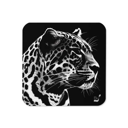 Black Leopard BeSculpt Art Cork-back Coaster 