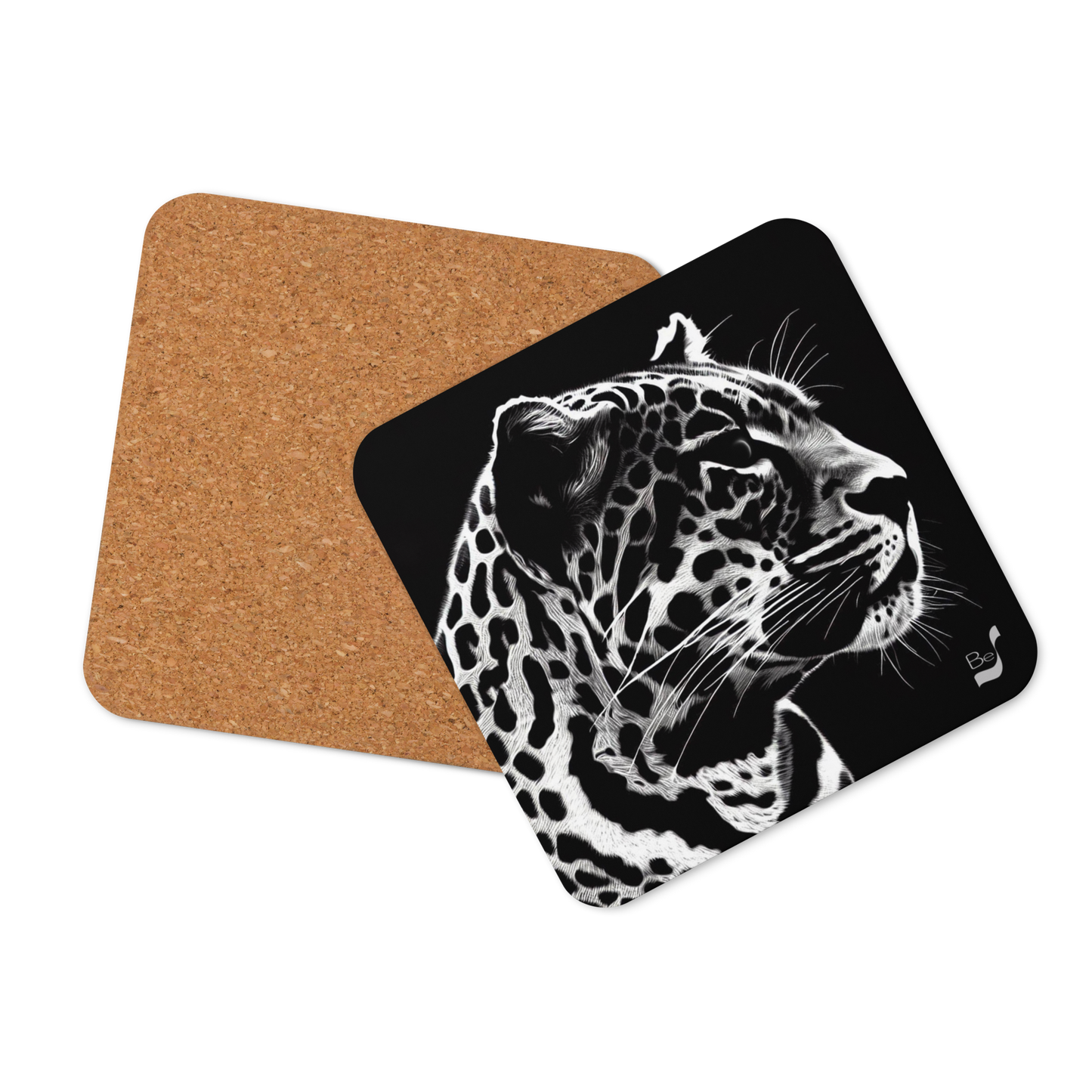 Black Leopard BeSculpt Art Cork-back Coaster 