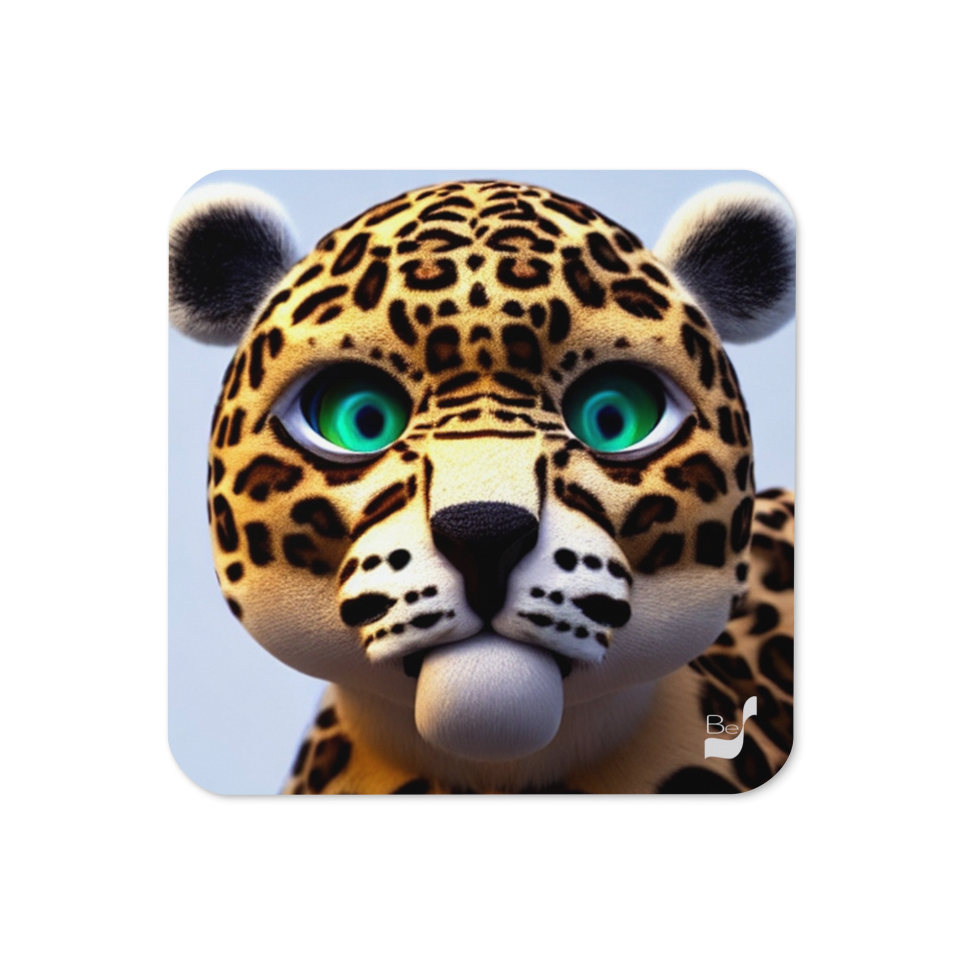 Kissable Leopard BeSculpt Art Cork-back Coaster
