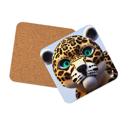 Kissable Leopard BeSculpt Art Cork-back Coaster