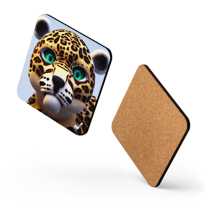 Kissable Leopard BeSculpt Art Cork-back Coaster