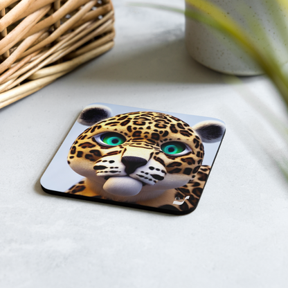 Kissable Leopard BeSculpt Art Cork-back Coaster