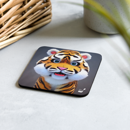 Endearing Tiger BeSculpt Art Cork-back Coaster