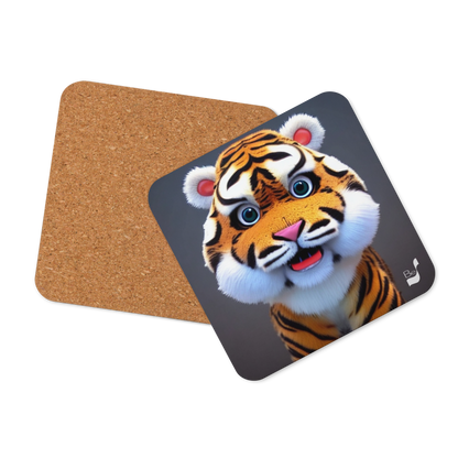 Endearing Tiger BeSculpt Art Cork-back Coaster