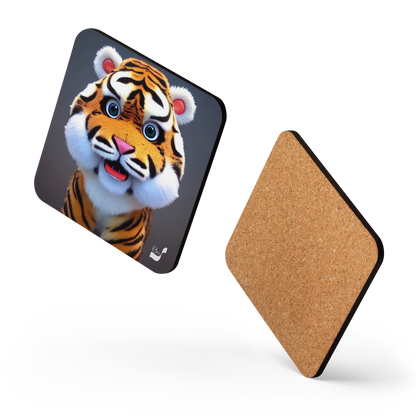 Endearing Tiger BeSculpt Art Cork-back Coaster