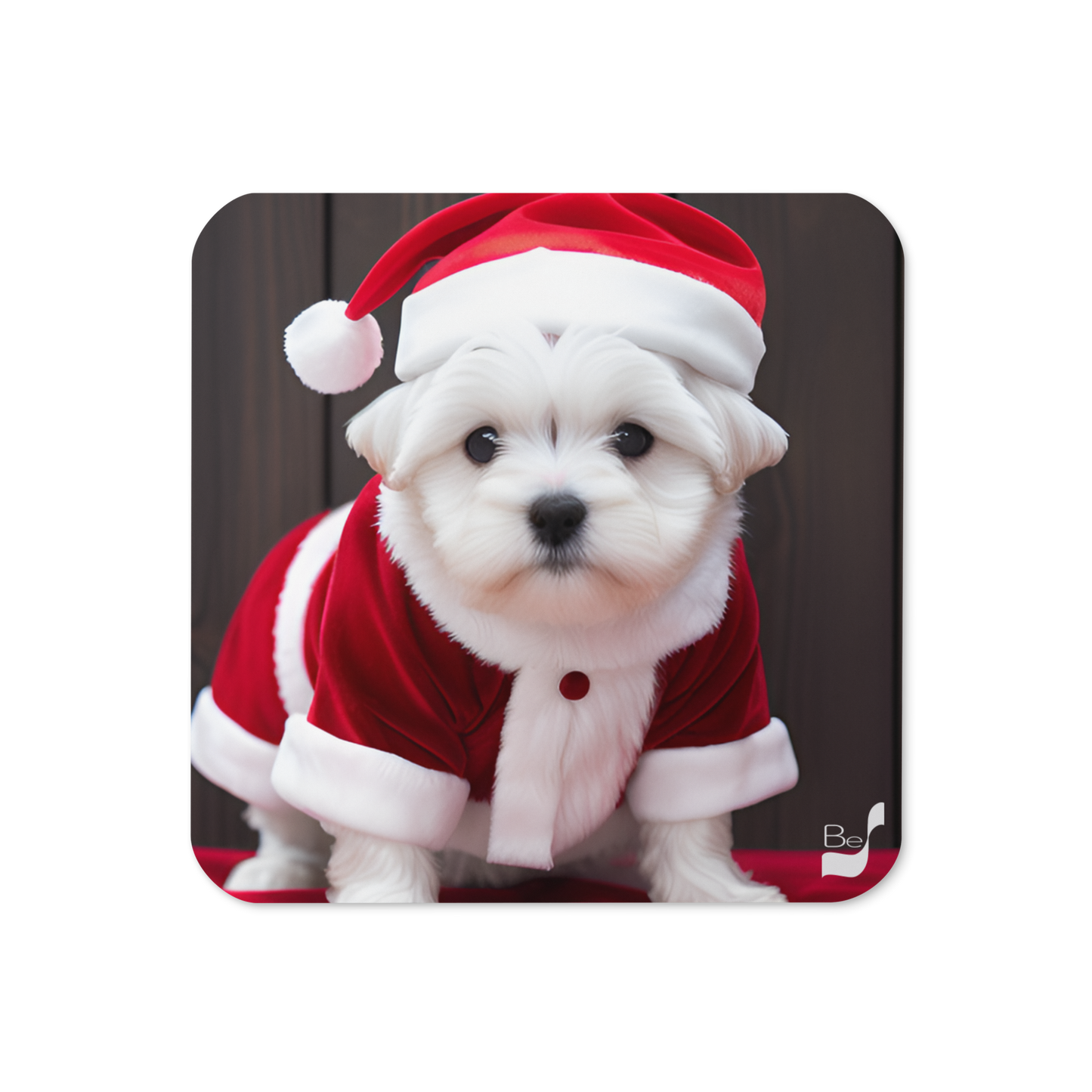 Puppy Claus BeSculpt Art Cork-back Coaster