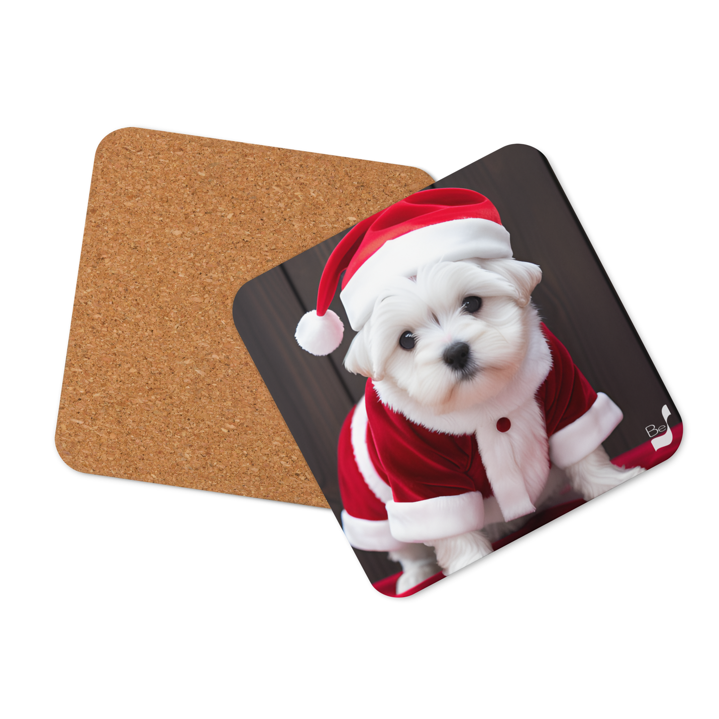 Puppy Claus BeSculpt Art Cork-back Coaster