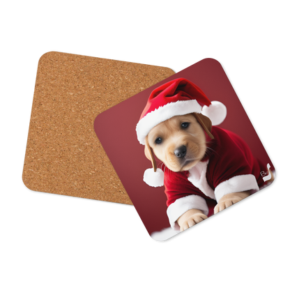 Snowy Pup BeSculpt Art Cork-back Coaster