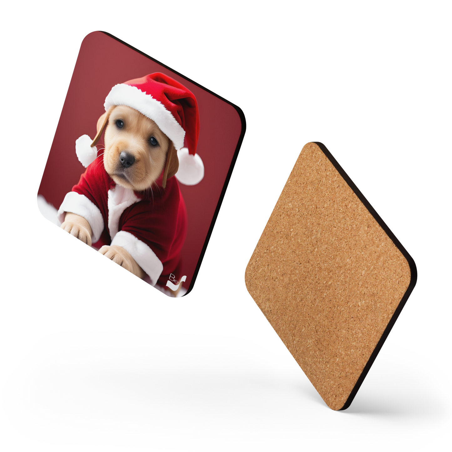 Snowy Pup BeSculpt Art Cork-back Coaster