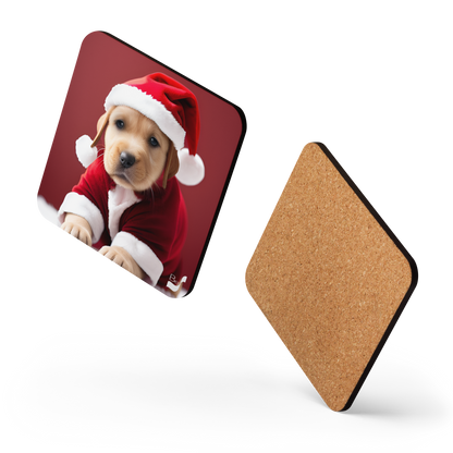 Snowy Pup BeSculpt Art Cork-back Coaster