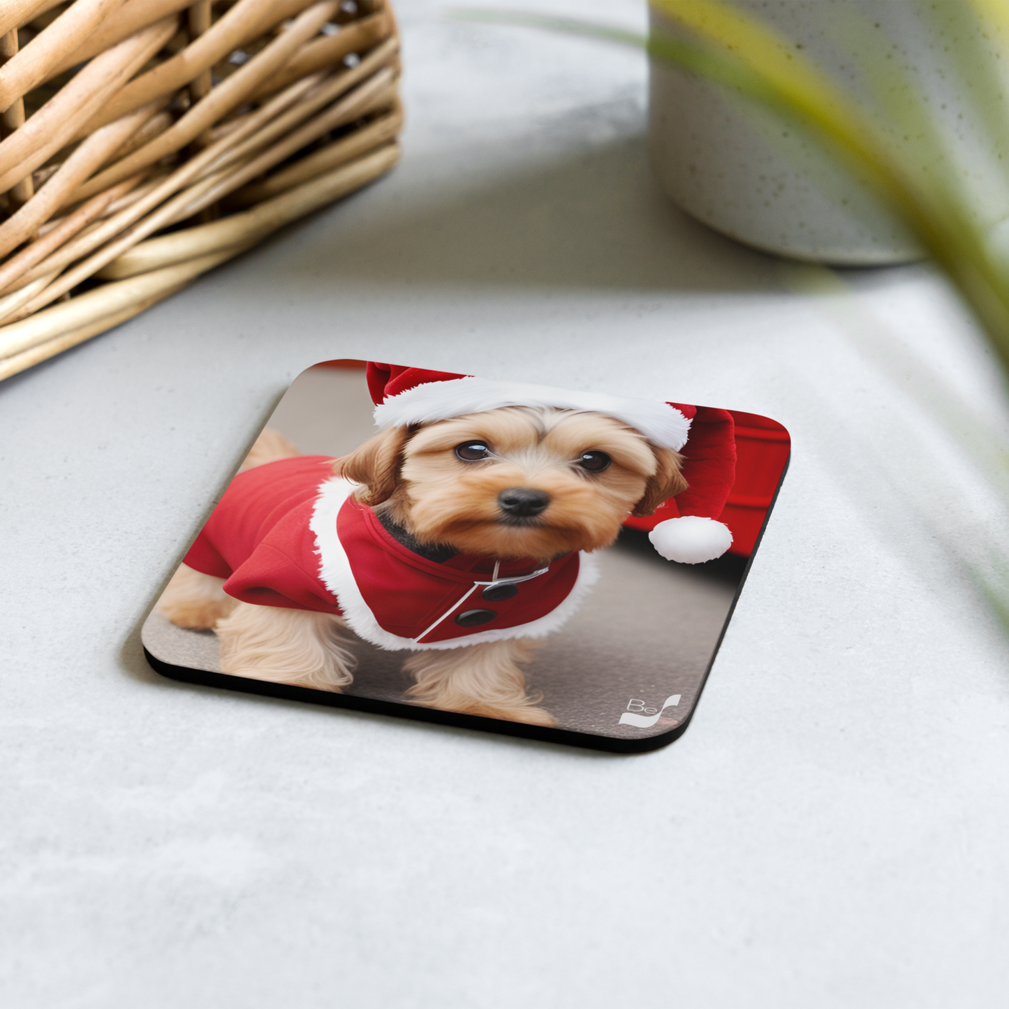 Santa Paws BeSculpt Art Cork-back Coaster