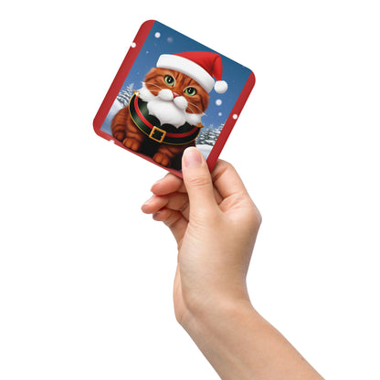 Meowry Claus BeSculpt Art Cork-back Coaster