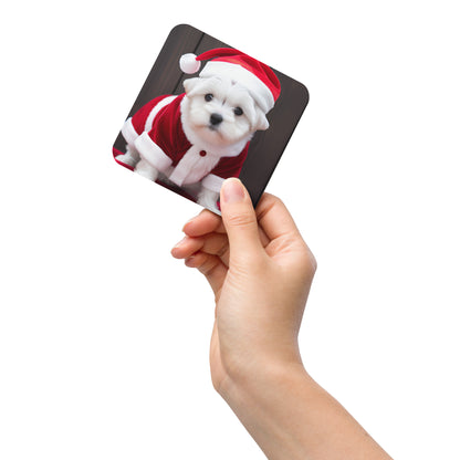 Puppy Claus BeSculpt Art Cork-back Coaster