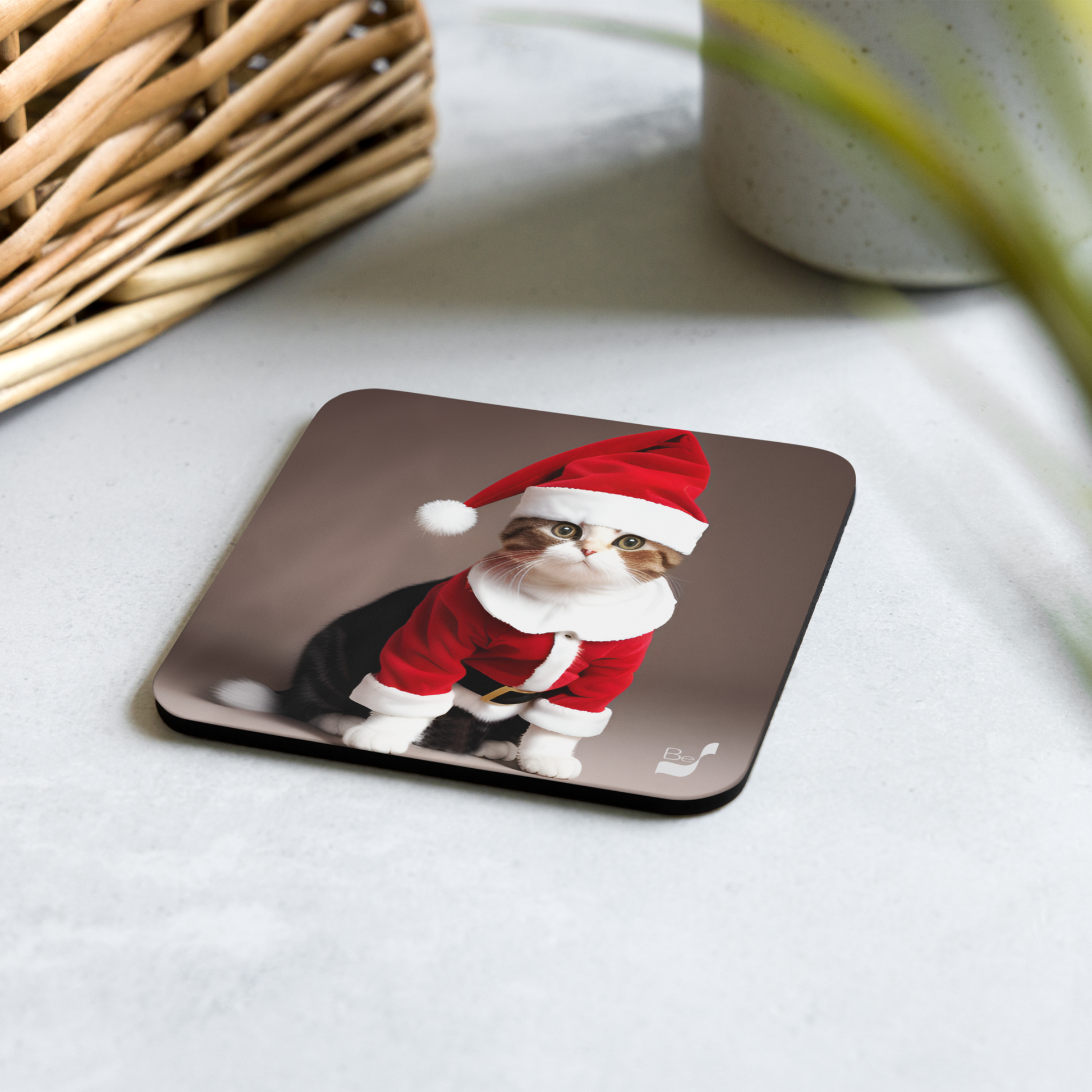 Santa Whiskers BeSculpt Art Cork-back Coaster