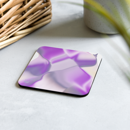 Ribbons Purple BeSculpt Abstract Art Cork-back Coaster Reversed Image