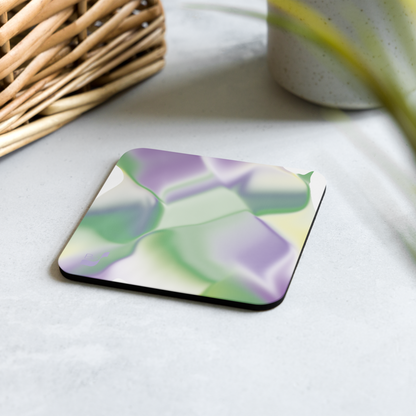 Ribbons Green BeSculpt Abstract Art Cork-back Coaster Reversed Image