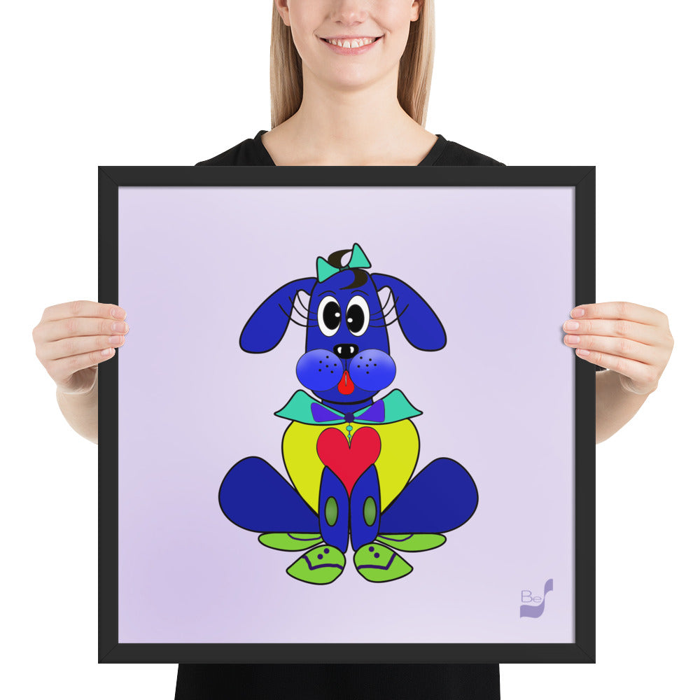 Love Pup 2 Blue BeSculpt Kids Art Framed