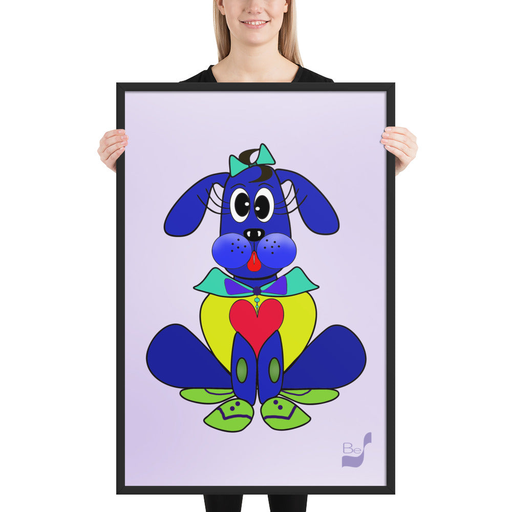 Love Pup 2 Blue BeSculpt Kids Art Framed