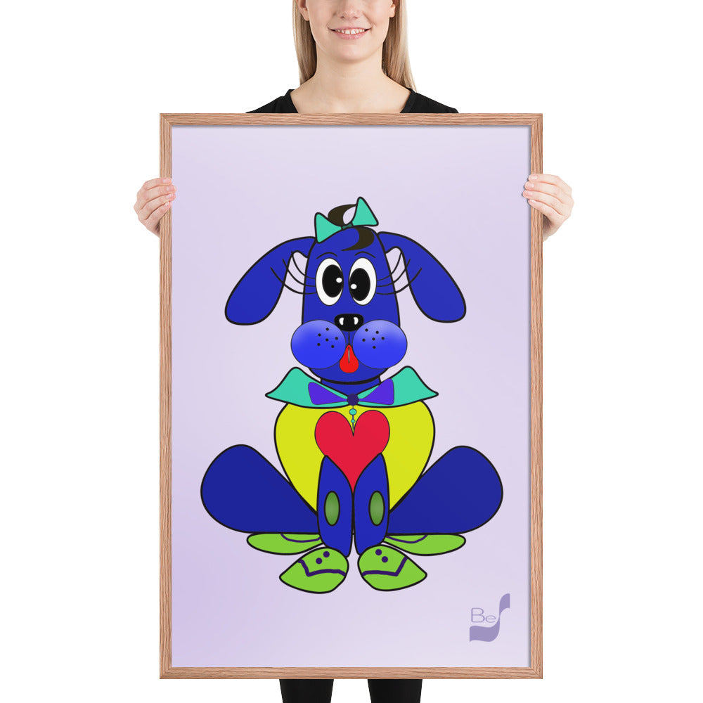 Love Pup 2 Blue BeSculpt Kids Art Framed