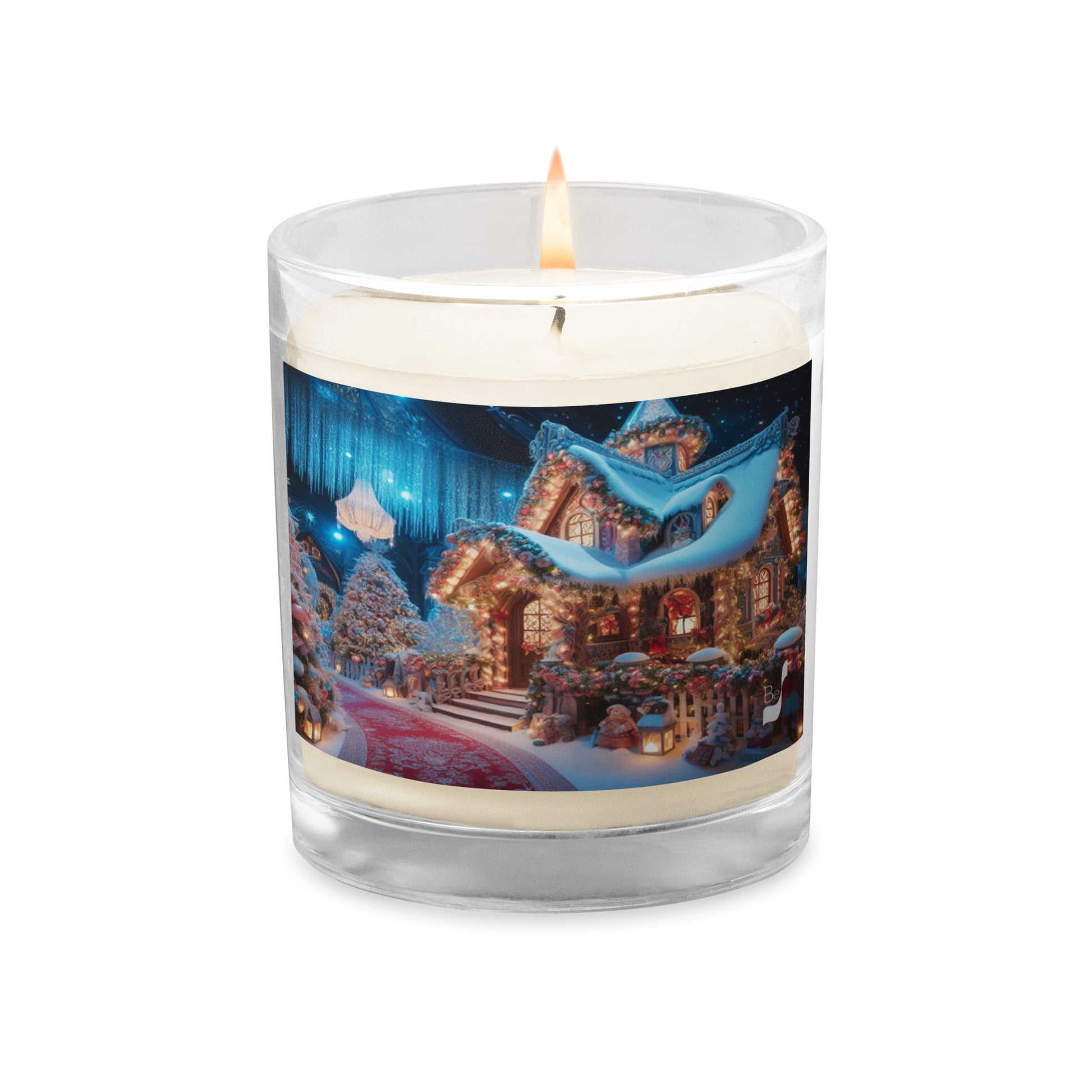 Festive Enchantment BeSculpt Illustration Art Glass Jar Soy Wax Candle - A Timeless Holiday Treasure