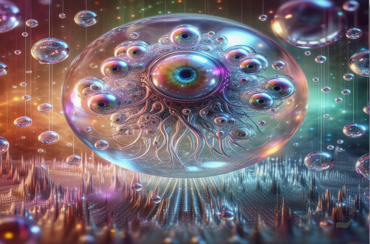 Bubbles of Tethered Universes BeSculpt Metal Cosmic Fantasy Art