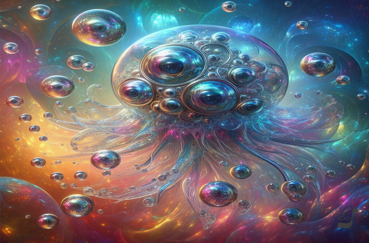 Bubbles of Interwoven Realms BeSculpt Metal Cosmic Fantasy Art