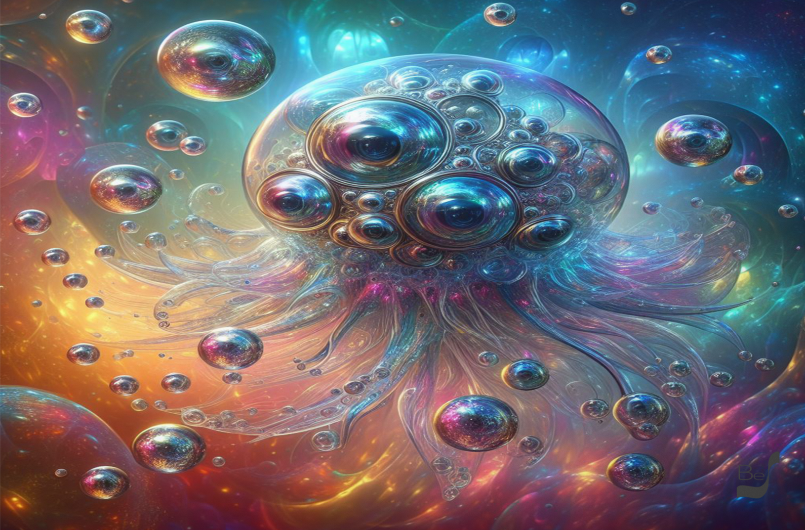 Bubbles of Interwoven Realms BeSculpt Metal Cosmic Fantasy Art
