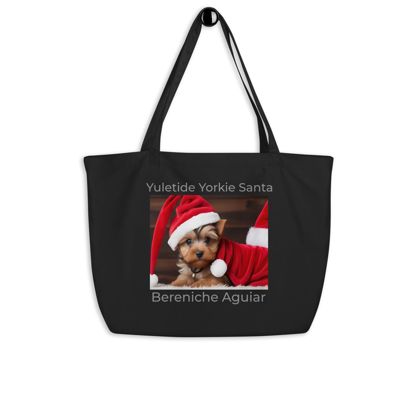 Yuletide Yorkie Santa BeSculpt Large Organic Tote Bag