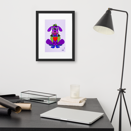 Love Pup 1 Purple BeSculpt with Matboard Framed
