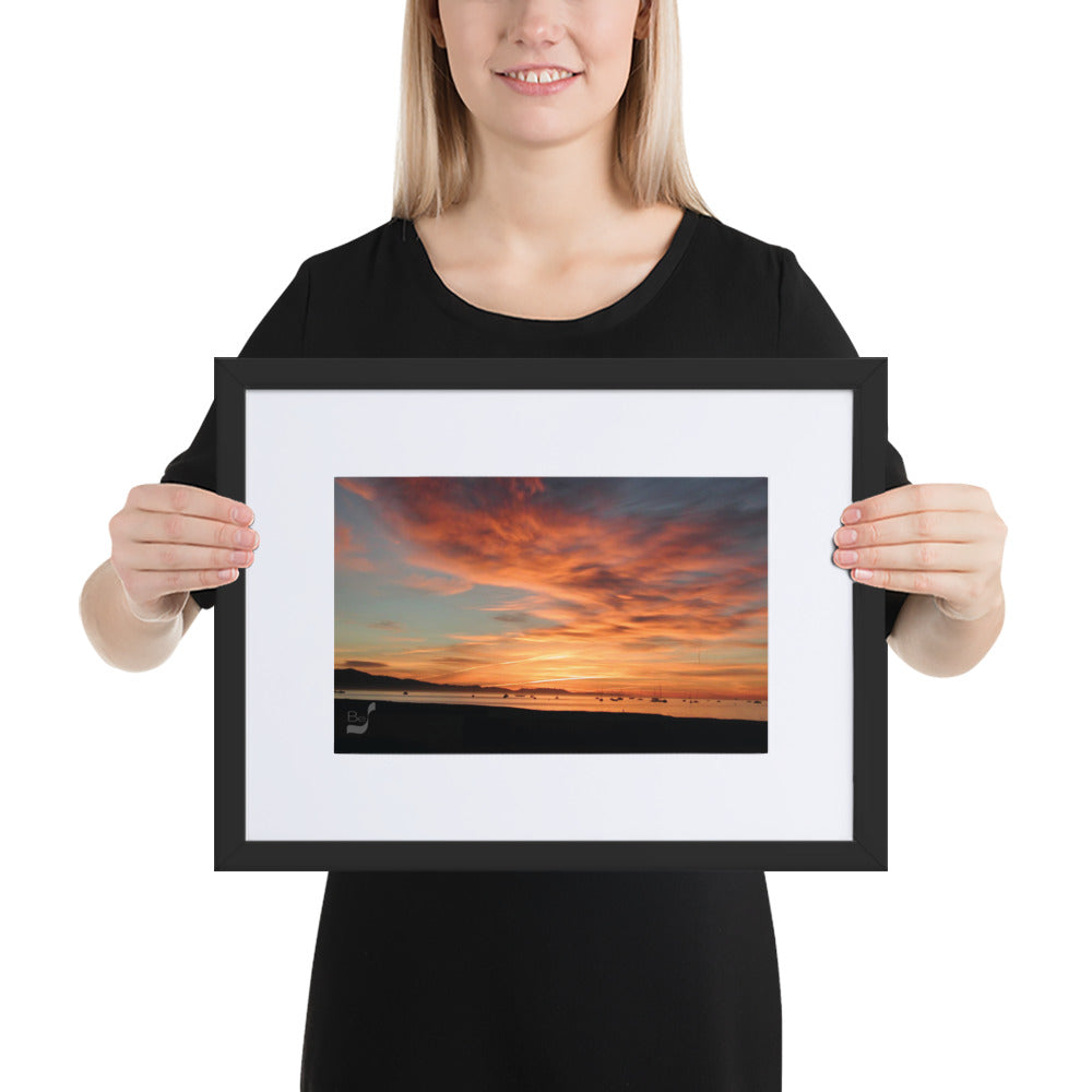 Dawn BeSculpt Photo-Art Seascape with Matboard Framed