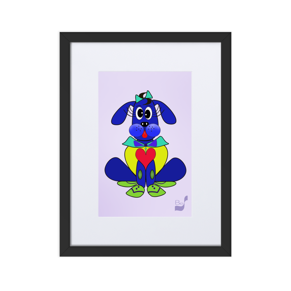 Love Pup 2 Blue BeSculpt with Matboard Framed