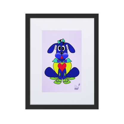 Love Pup 2 Blue BeSculpt with Matboard Framed