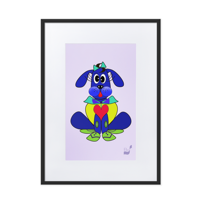 Love Pup 2 Blue BeSculpt with Matboard Framed