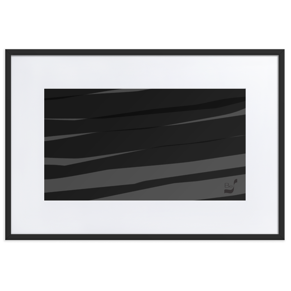 Black H Stripes BeSculpt Abstract Art with Matboard Framed