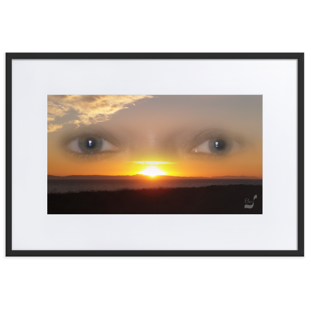 Sunset Eyes BeSculpt Photo-Art Seascape with Matboard Framed Enigmatic Sunset Art