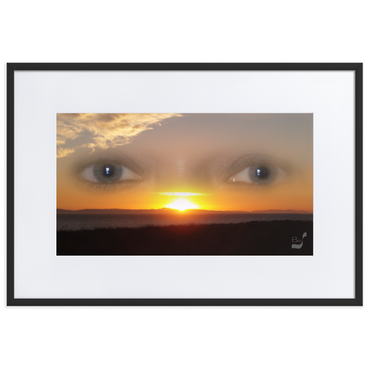 Sunset Eyes BeSculpt Photo-Art Seascape with Matboard Framed Enigmatic Sunset Art