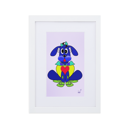 Love Pup 2 Blue BeSculpt with Matboard Framed