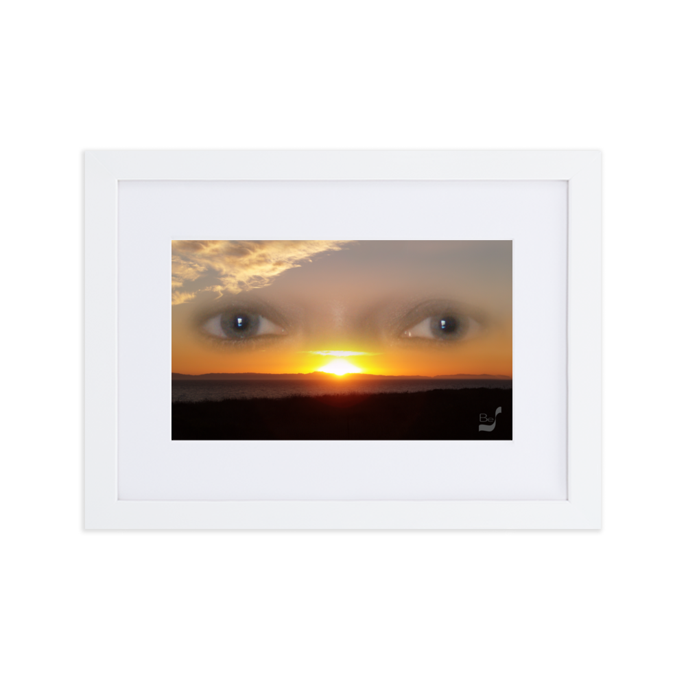 Sunset Eyes BeSculpt Photo-Art Seascape with Matboard Framed Enigmatic Sunset Art